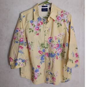 Vintage Crazy Horse Liz Claiborne Floral Cotton Blouse Romantic Cottagecore 12